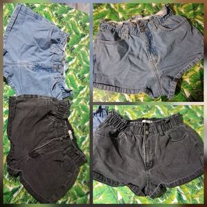 🔥Forever 21 High Waisted SET Blue & Black Jean Shorts Size 28 & FREE GIFT
